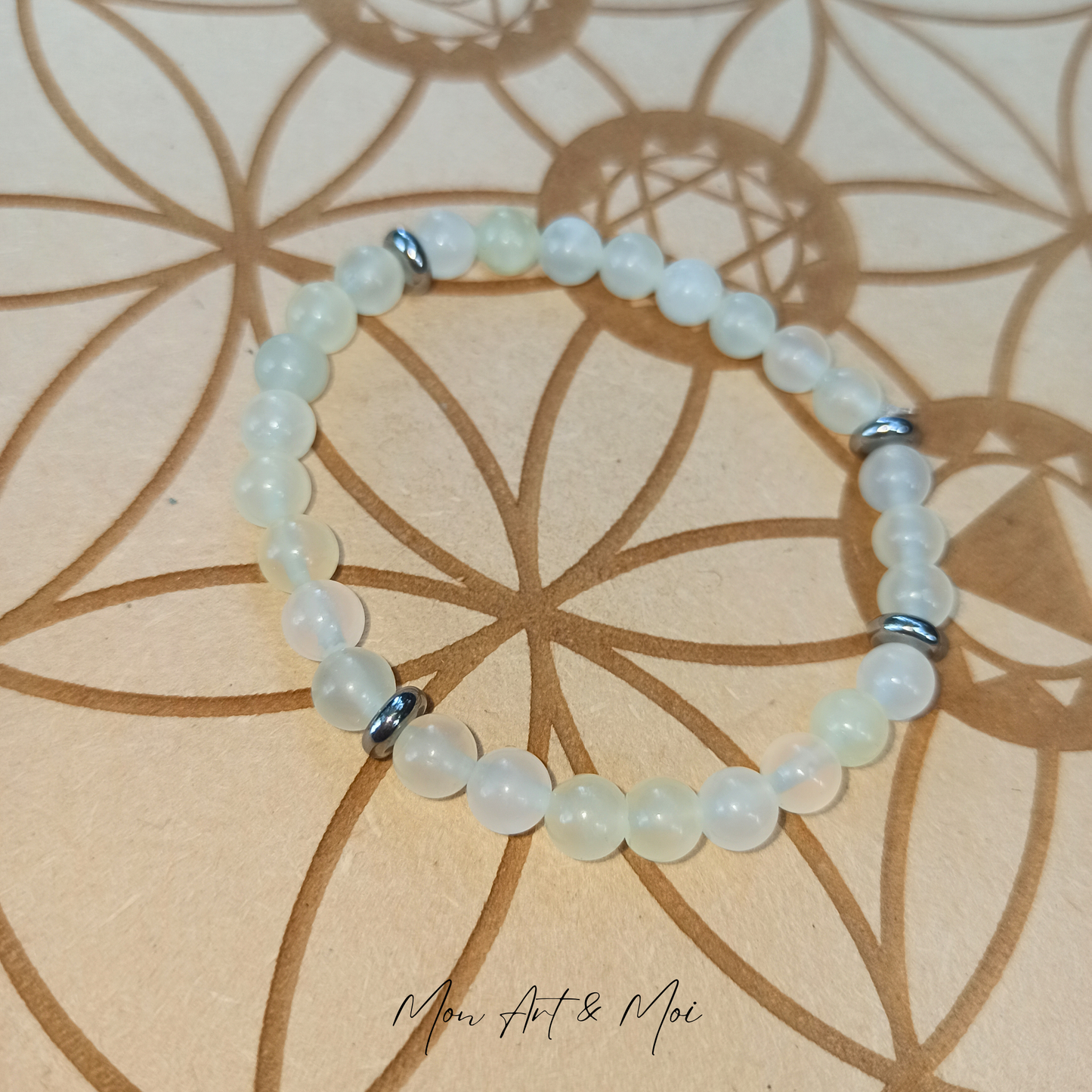 Bracelet Jade Verte 6mm + séparateurs