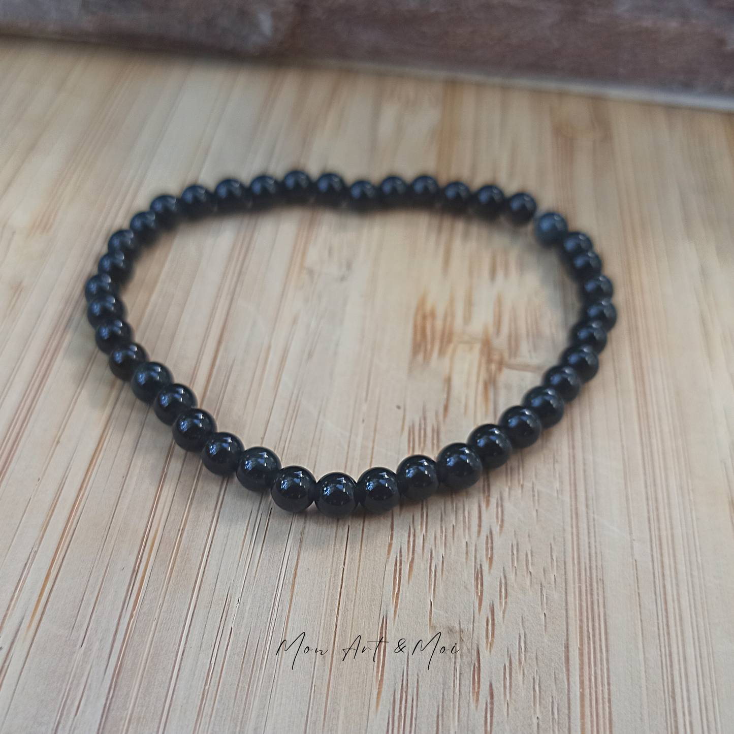 Bracelet Obsidienne Dorée 4mm