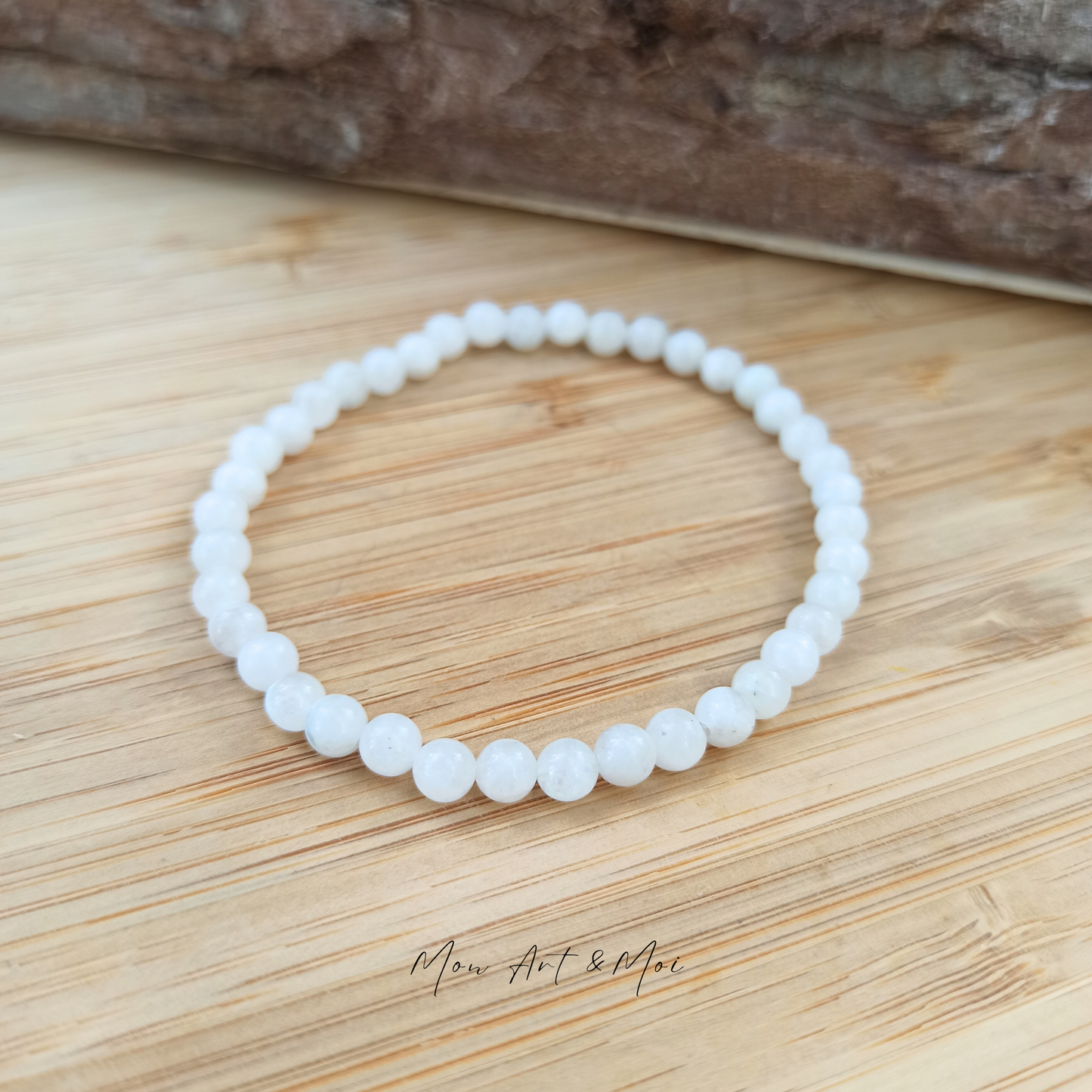 Bracelet pierre de Lune Blanche 4mm