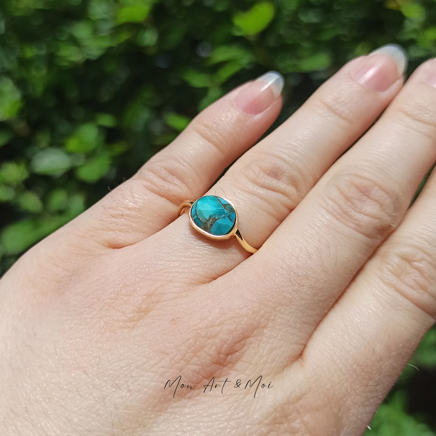 Bague Argent Turquoise ovale