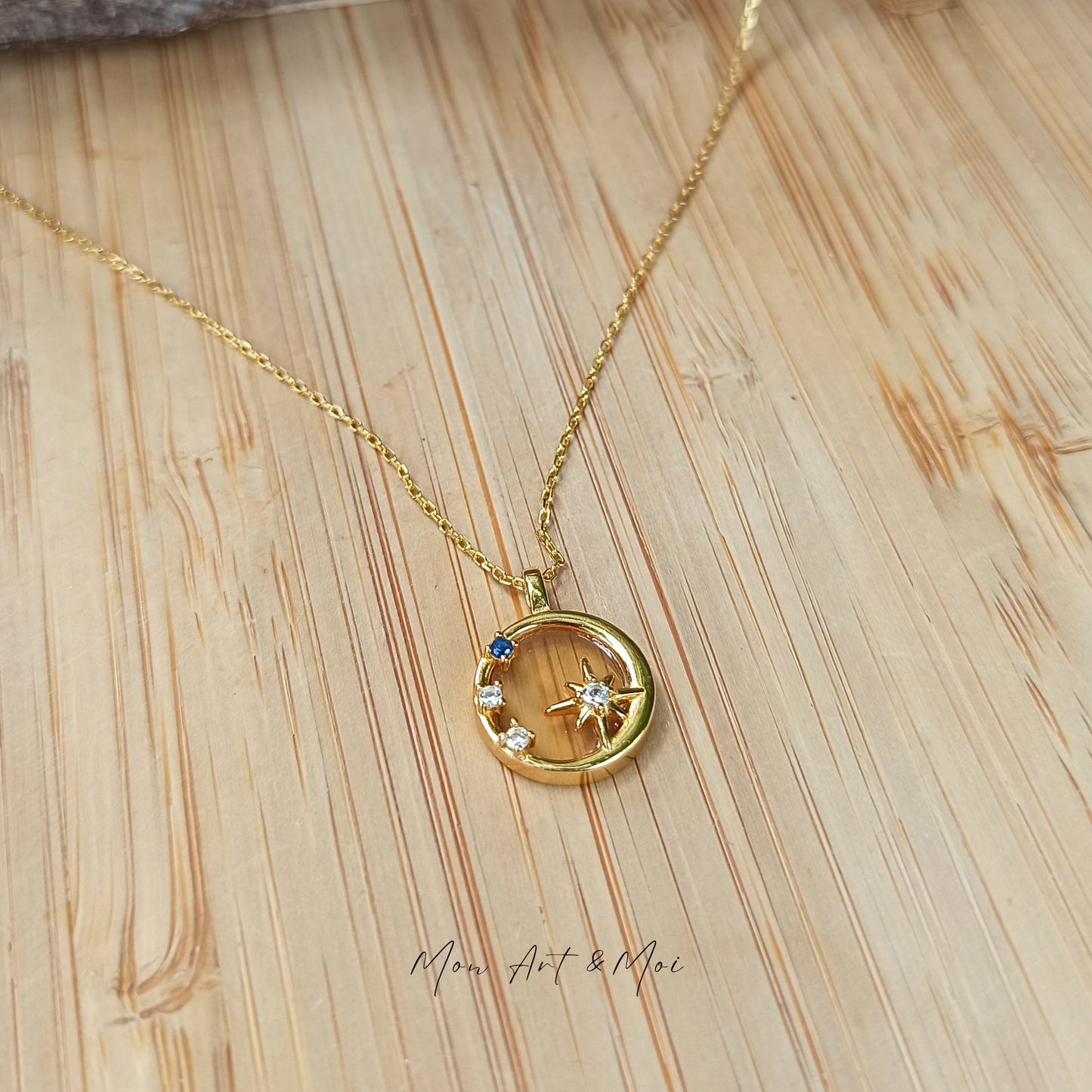 Collier Citrine Naturelle & Etoiles