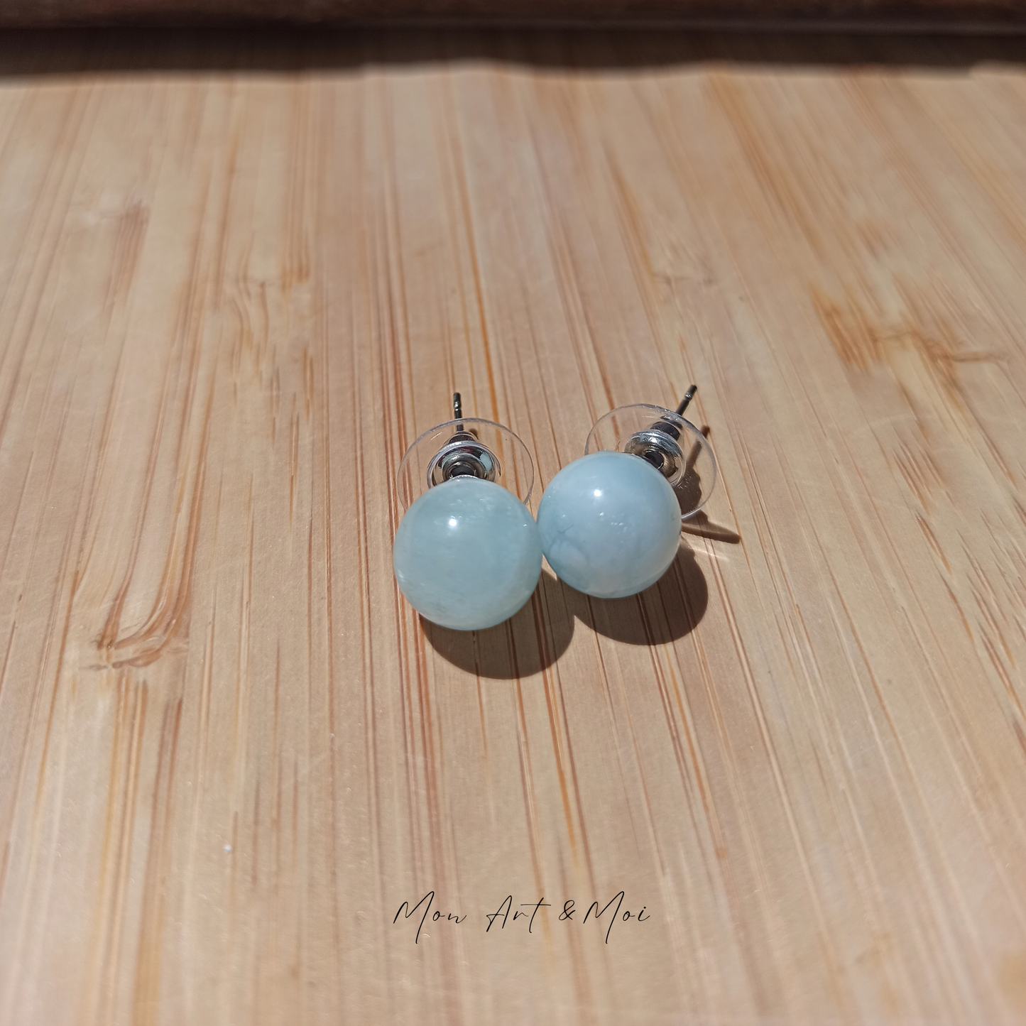 Boucles d'oreilles Perle Aigue Marine