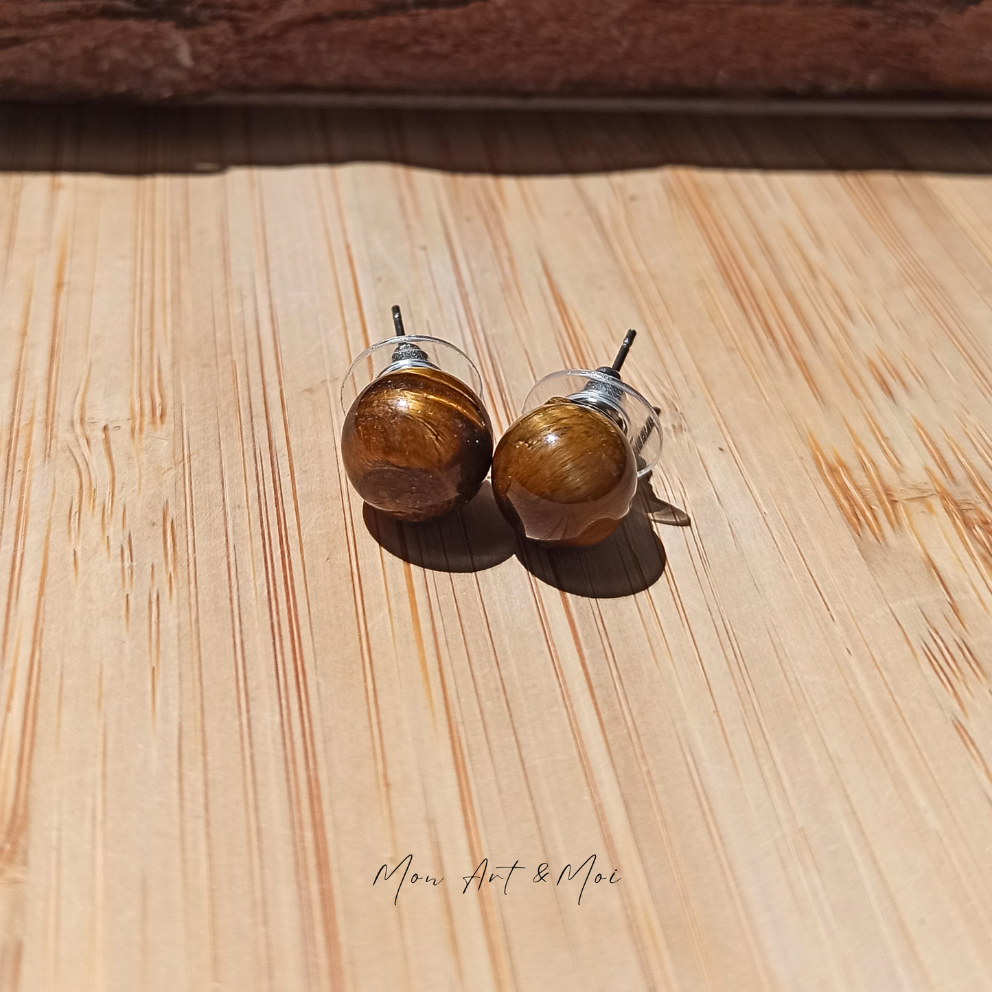 Boucles d'oreilles Perle Œil de Tigre