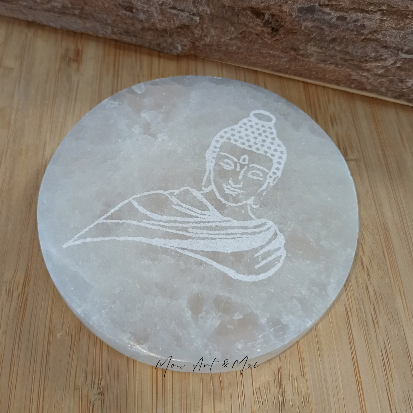 Plaque Sélénite Bouddha