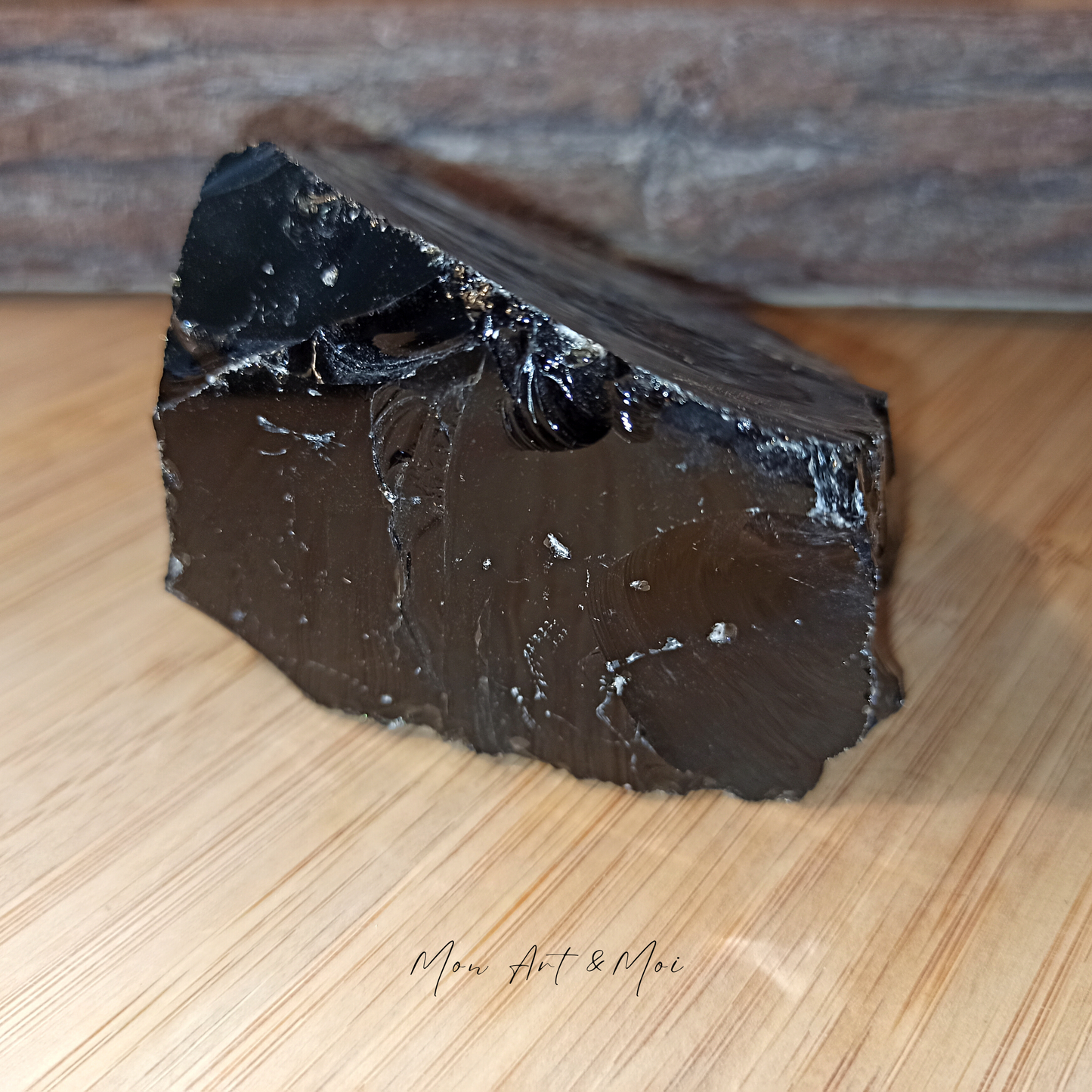 Pierre brute Obsidienne noire 464g