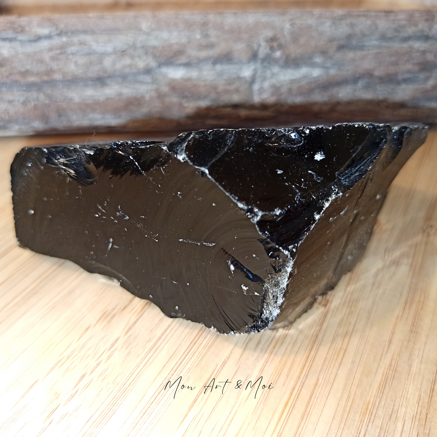 Pierre brute Obsidienne noire 464g