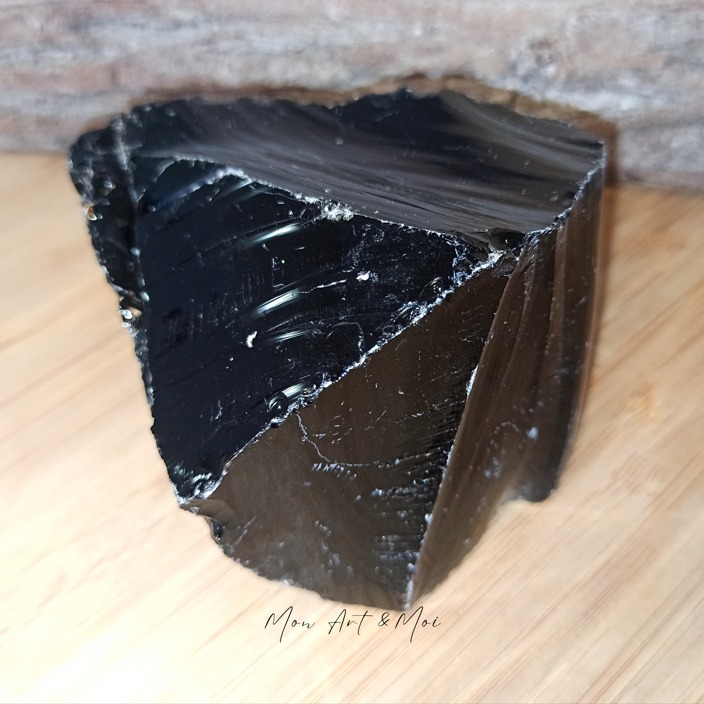 Pierre brute Obsidienne noire 430g
