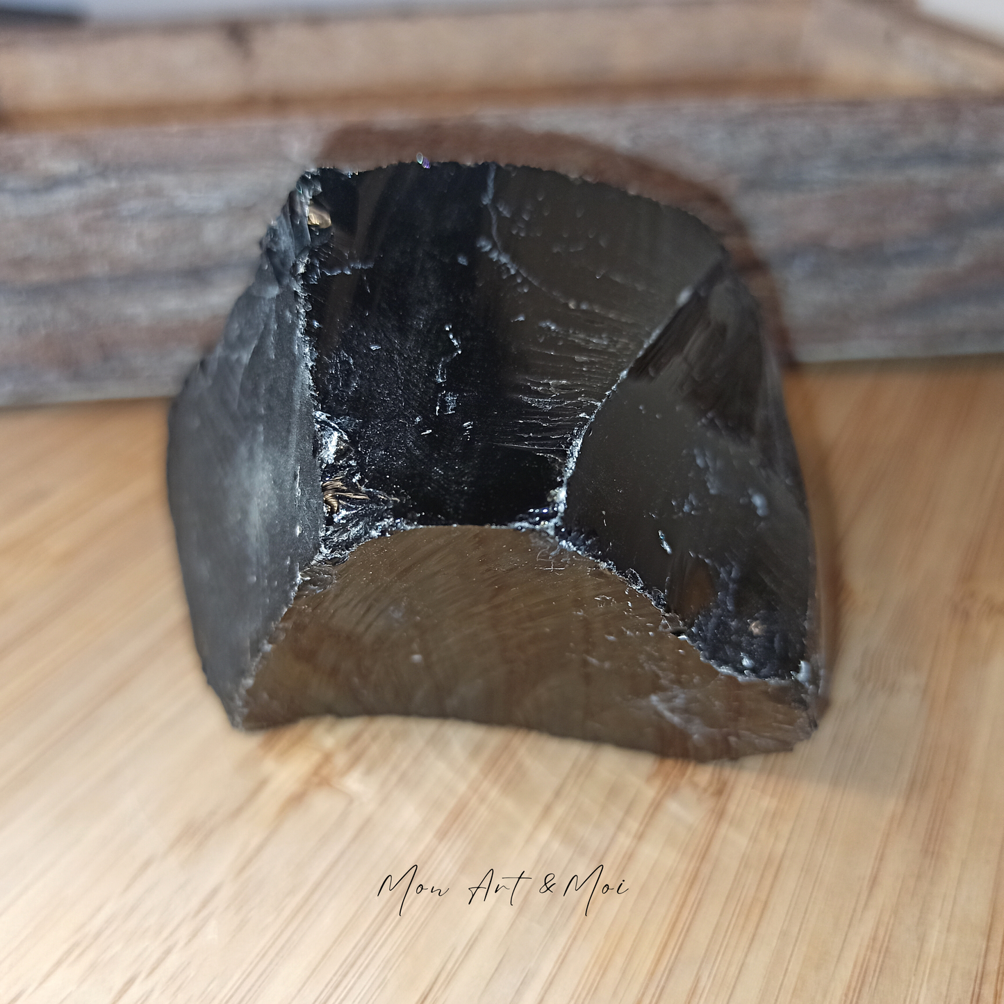 Pierre brute Obsidienne noire 430g