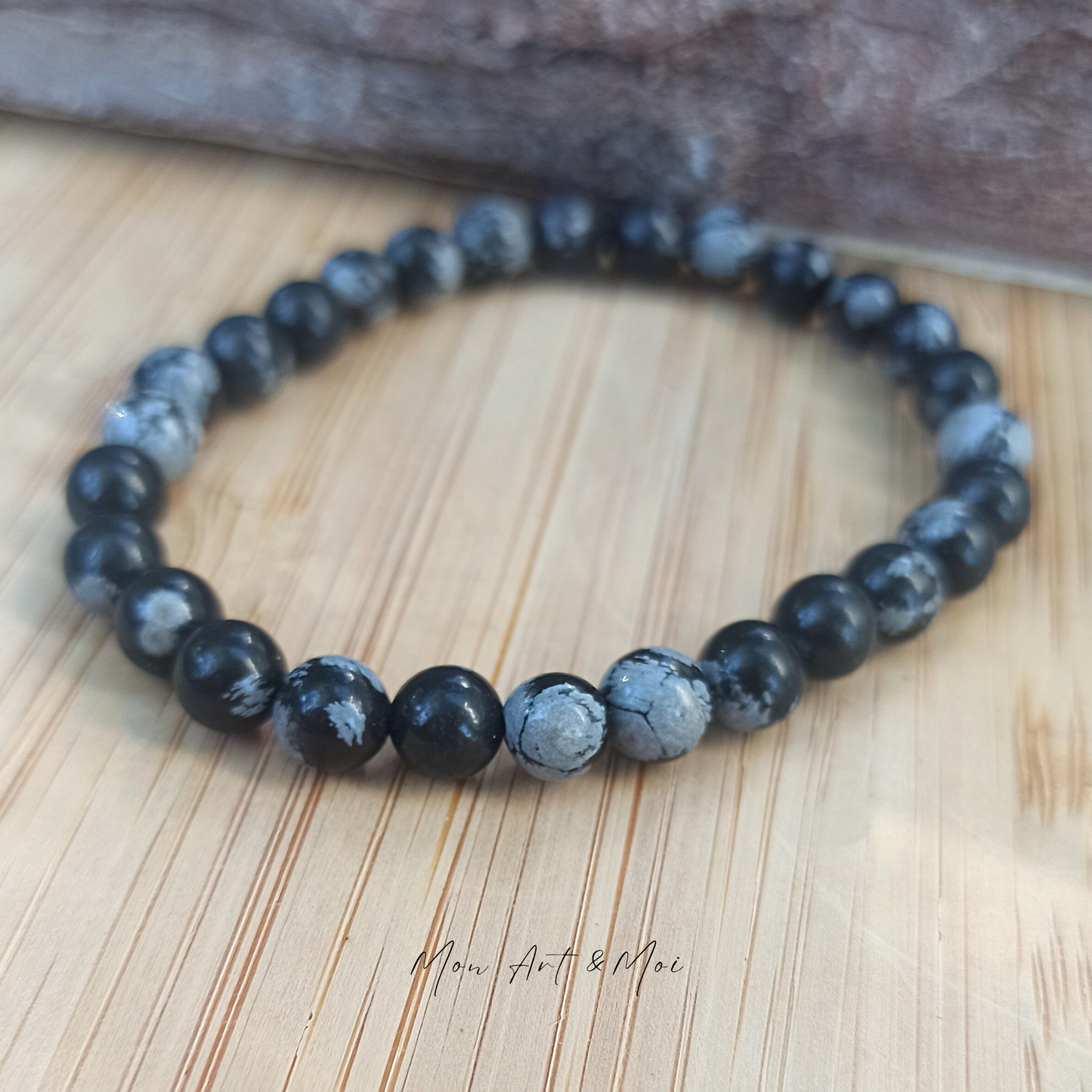 Bracelet Obsidienne Neige 6mm