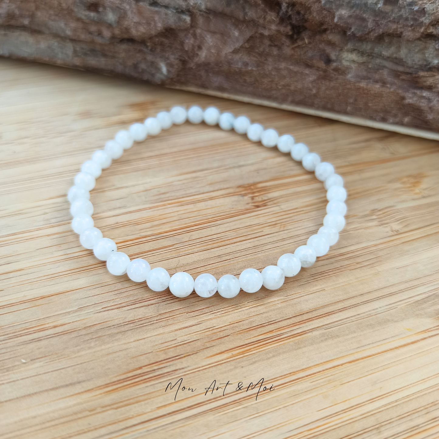 Bracelet pierre de Lune Blanche 4mm