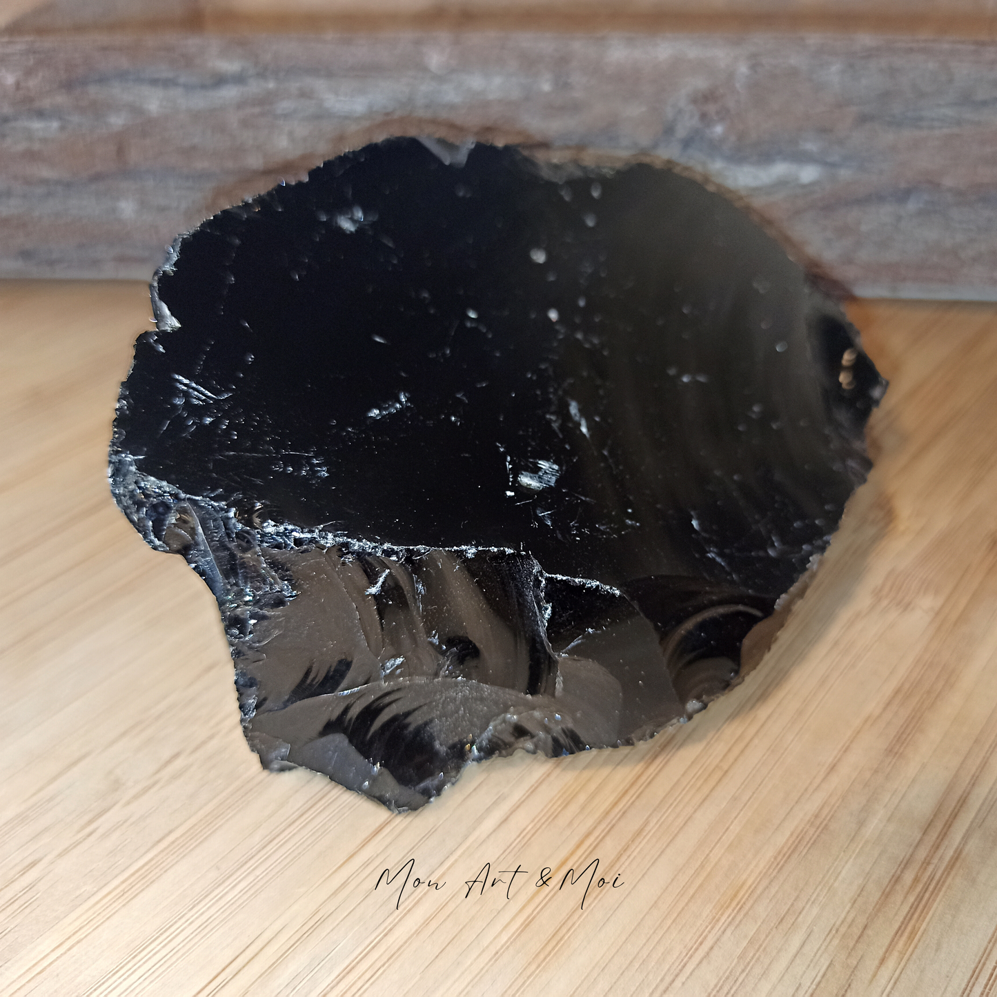 Pierre brute Obsidienne noire 464g